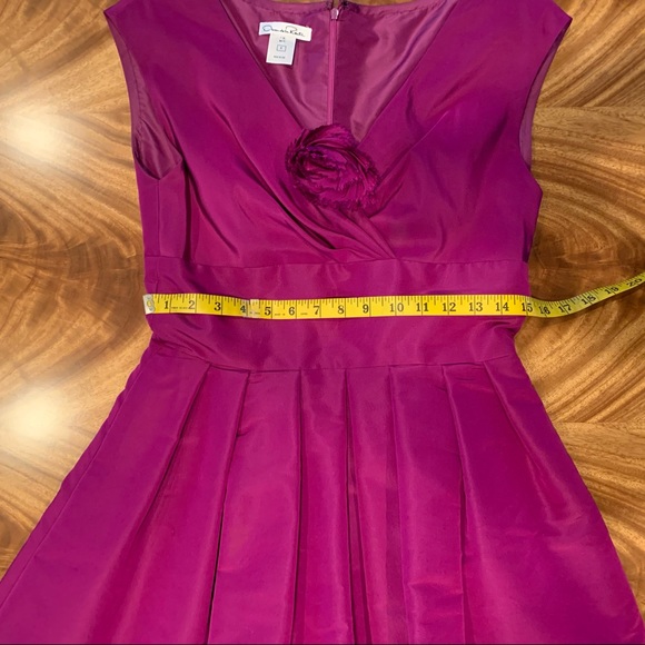 Oscar de la Renta Size 8 Silk Taffeta Party Dress w/ Handmade Flower Detail - Picture 14 of 15